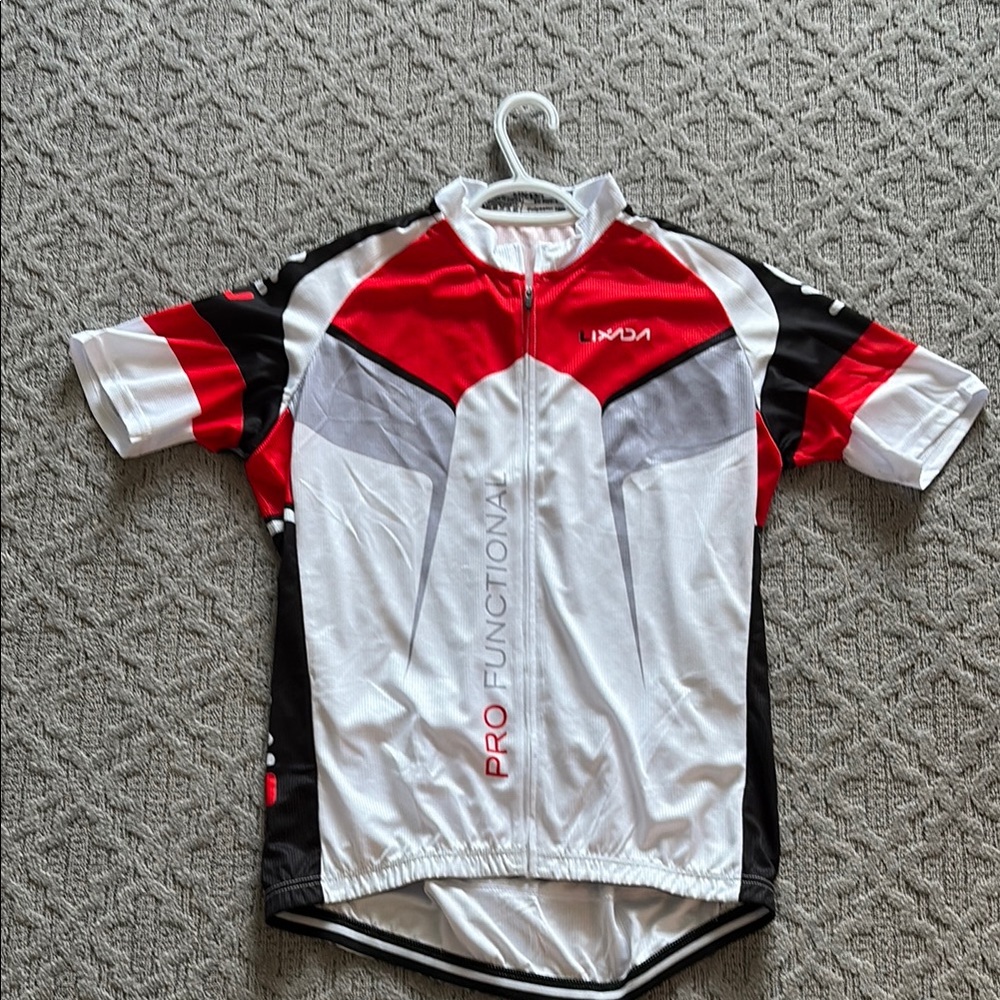 Men's Red and White Cycling Shirt